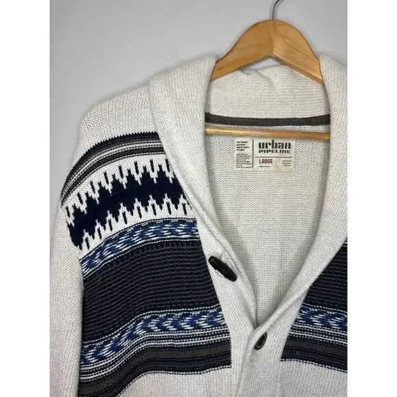 Urban Pipeline Size Large Cardigan Sweater Collar White, Brown, Black, Blue - Picture 2 of 5